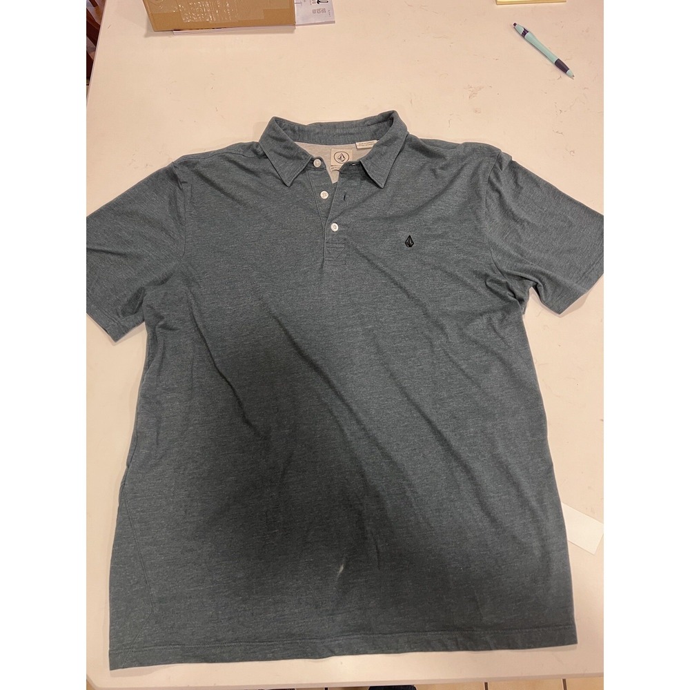 Volcom Polo‎ Shirt Men's XL Gray Embroidered Logo Short Sleeve